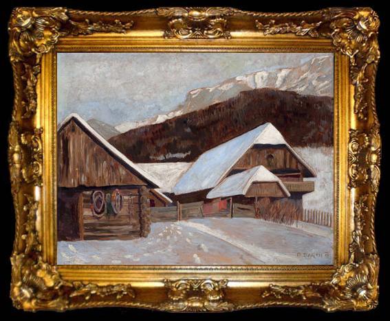 framed  Otto Barth Farmhouse in winter, ta009-2